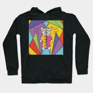 Geometric shape crazy mad cat Hoodie